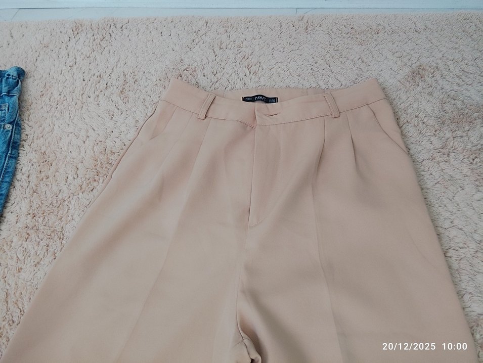 Tuba butuk palazzo Bej Kadın Kumaş Pantolon i Boy Rahat Kesim - Görsel 2