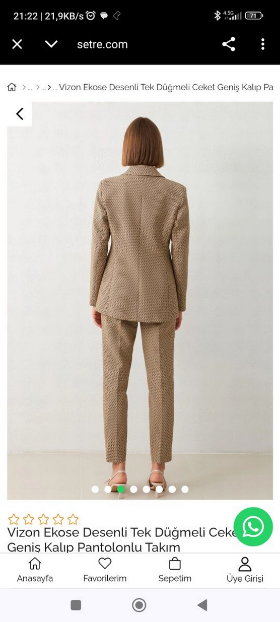 Setre marka etiletli Bej  Desenli Düğmeli Kadın Blazer - Görsel 4