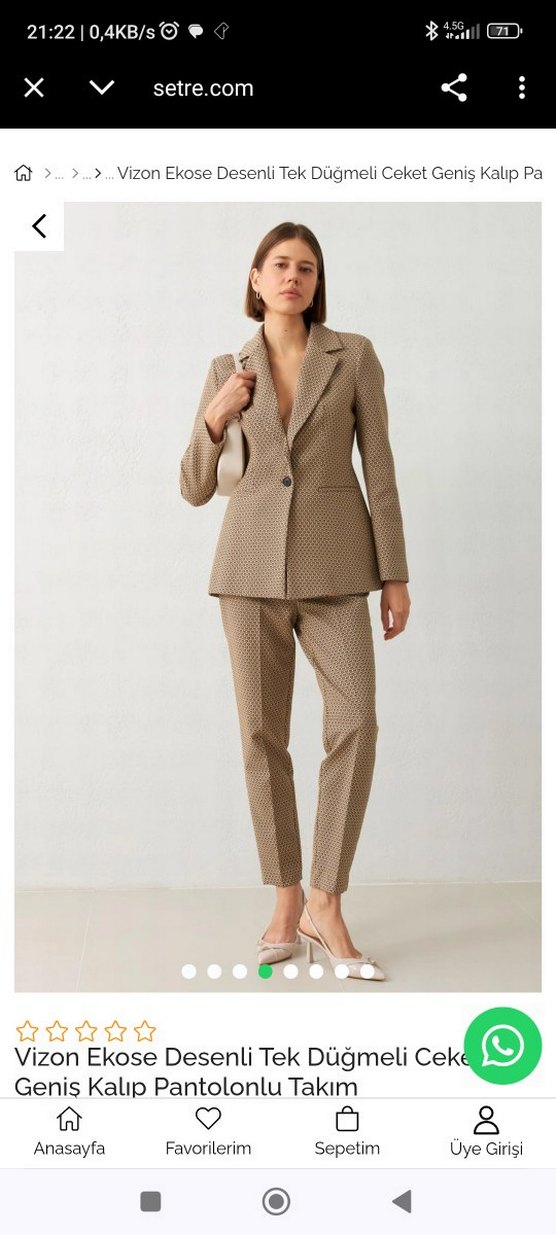 Setre marka etiletli Bej  Desenli Düğmeli Kadın Blazer - Görsel 3