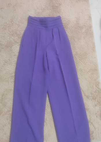 çok yüksek bel adil ışık modeli Kadın Mor Kumaş Pantolon - Görsel 3