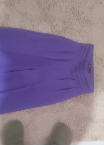 çok yüksek bel adil ışık modeli Kadın Mor Kumaş Pantolon - Görsel 2