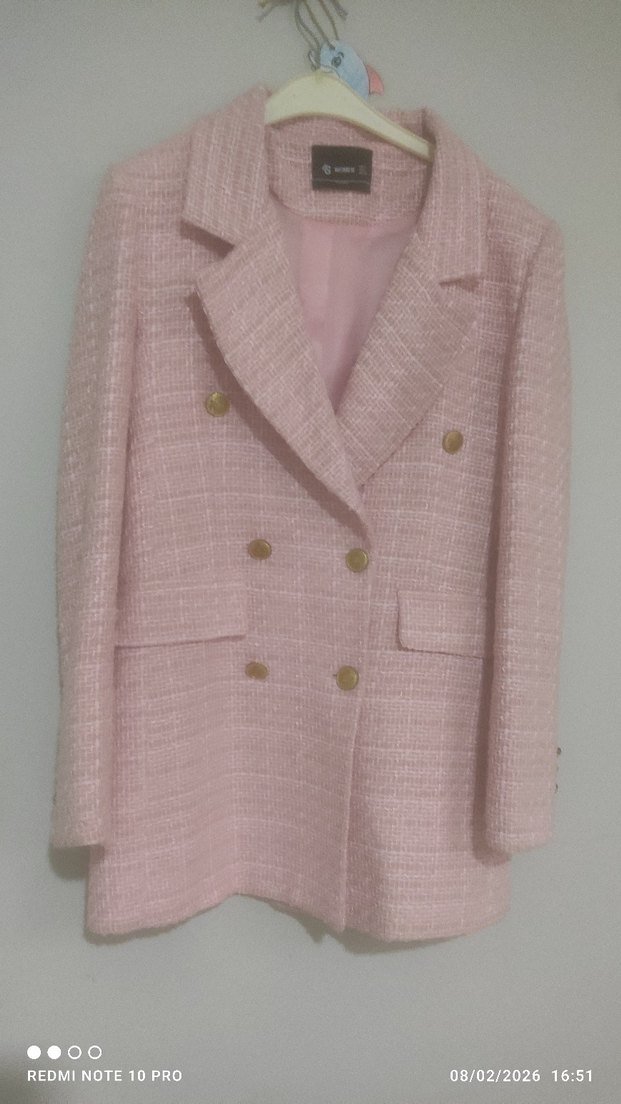 Pembe tüvit Kadın Blazer Ceket - Görsel 3