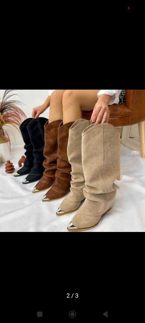 Deri Kadın Dizüstü Kemerli körüklü Topuklu Bot - Görsel 2