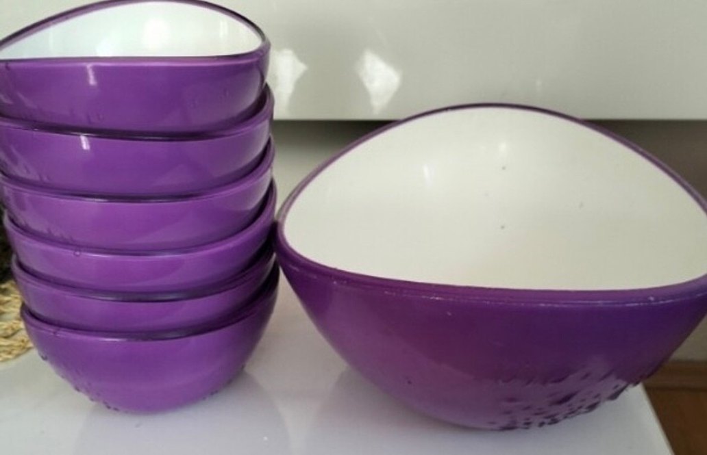 Mor Kenarlı Beyaz Tabak Seti - Görsel 2