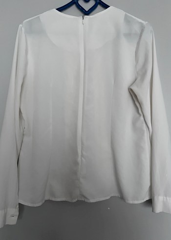 Düğmeli Beyaz Nakışlı Kadın Gömlek - Görsel 5