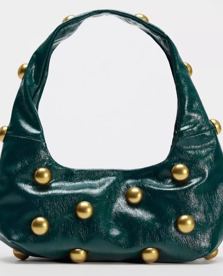 Siyah Parlak Deri Kadın Çanta - Görsel 2