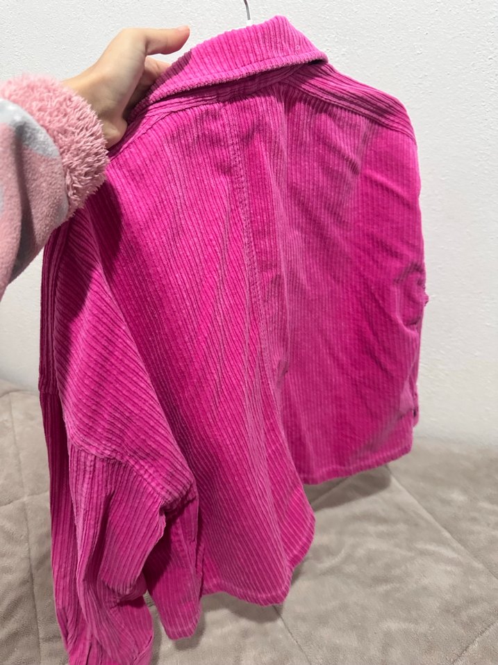 Düğmeli Pembe Kadın Gömlek ceket - Görsel 3