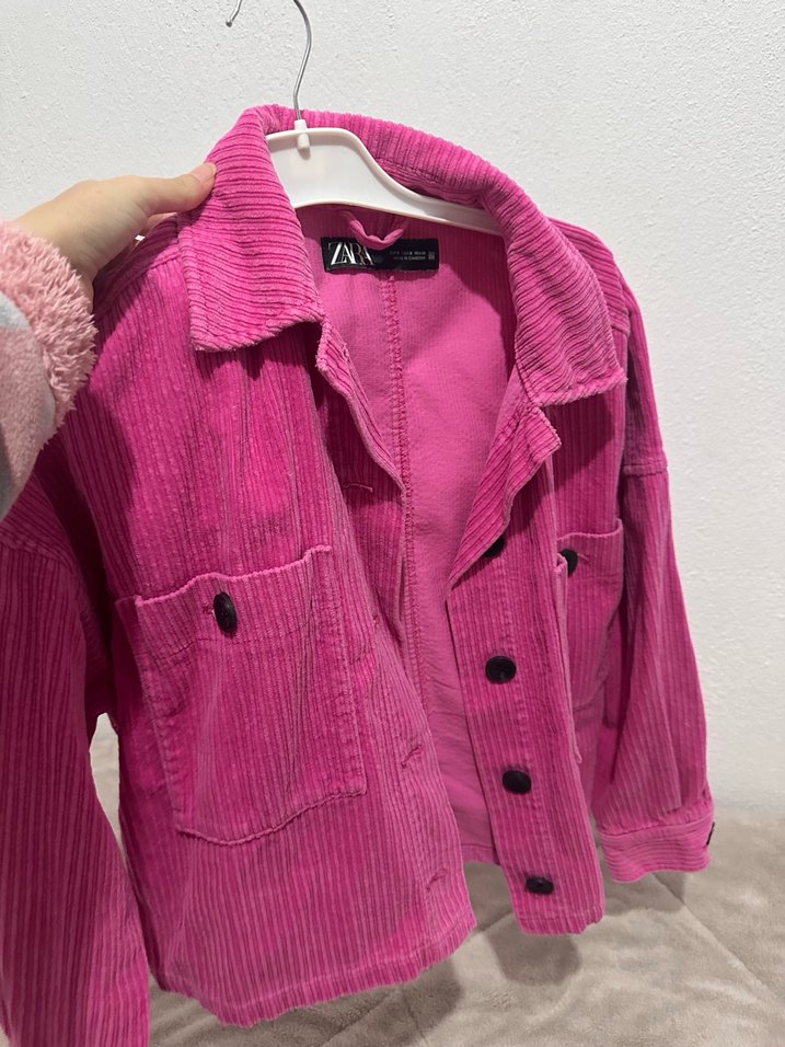 Düğmeli Pembe Kadın Gömlek ceket - Görsel 2