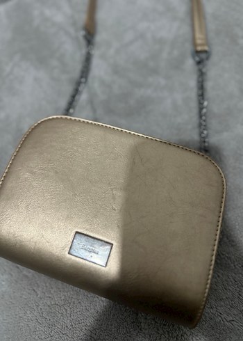 Altın Renk Deri Kadın Çanta - Görsel 2