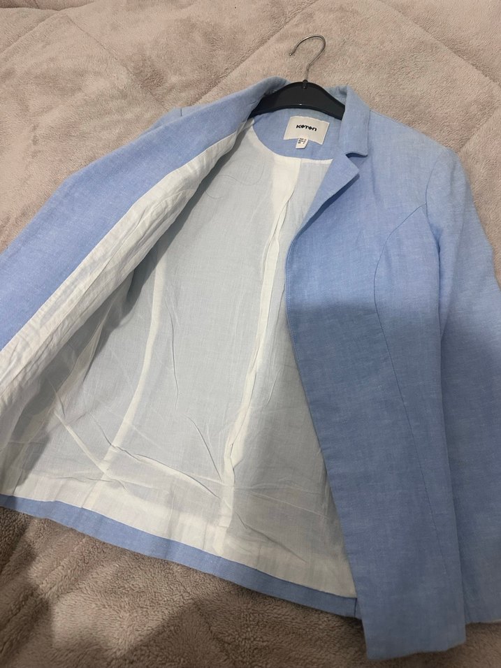 Mavi Keten Kadın Blazer Ceket - Görsel 3