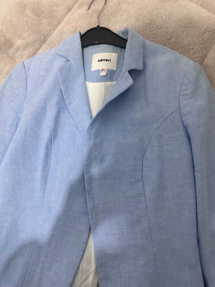 Mavi Keten Kadın Blazer Ceket - Görsel 2