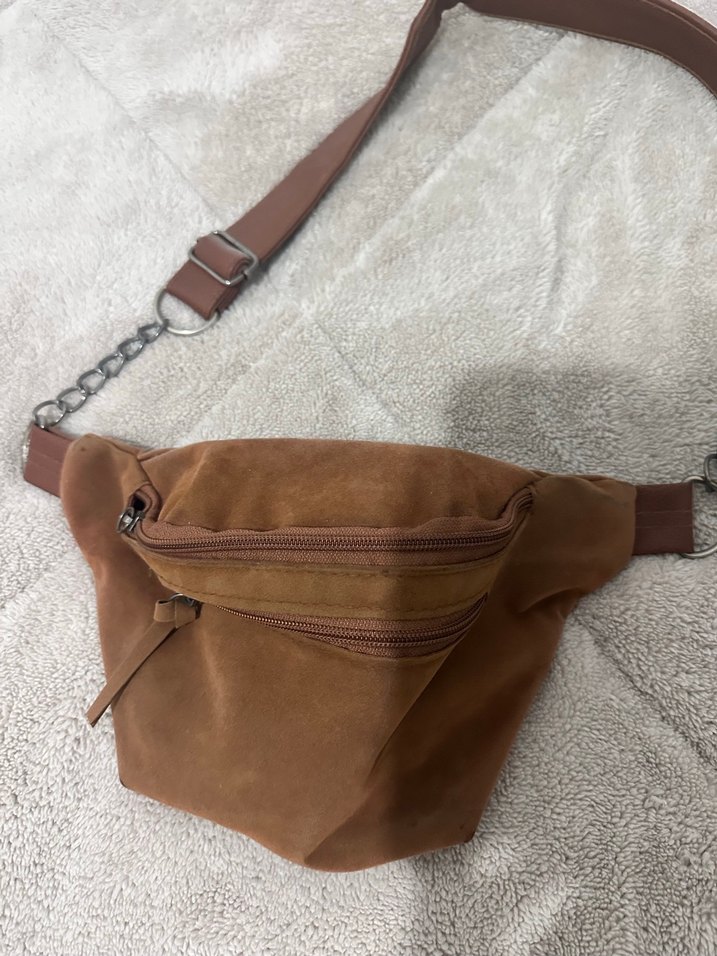 Kahverengi Süet Kemerli Kadın Çapraz Çanta - Görsel 2