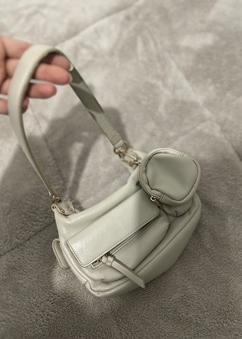 Gri Deri Kadın Omuz Çantası - Görsel 3