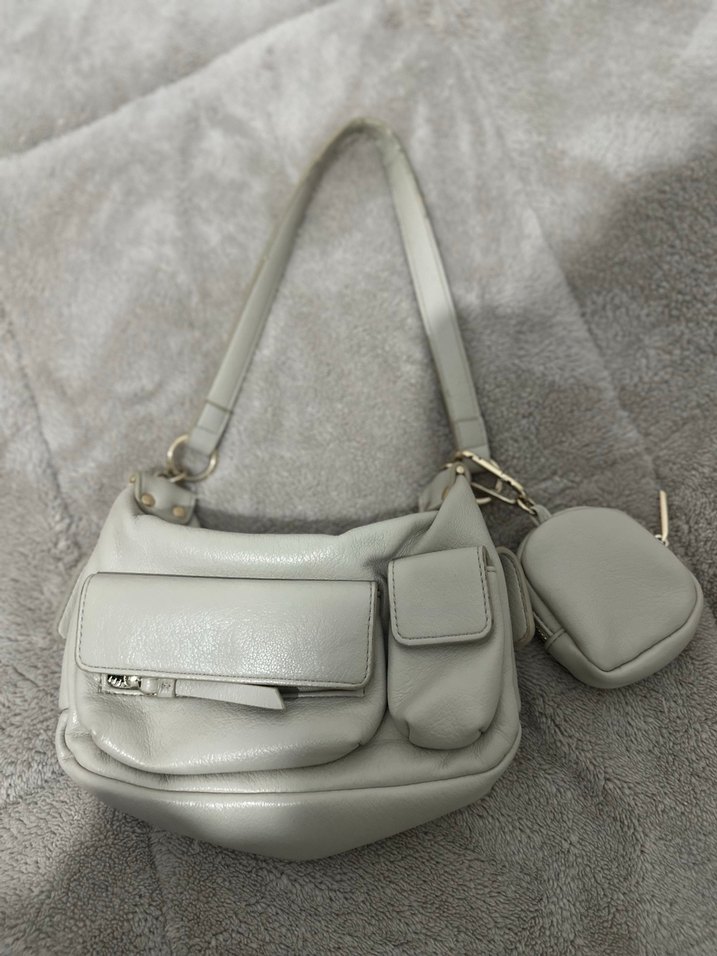 Gri Deri Kadın Omuz Çantası - Görsel 2