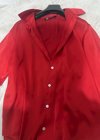 Parlak Kırmızı Kadın Gömlek - Görsel 3