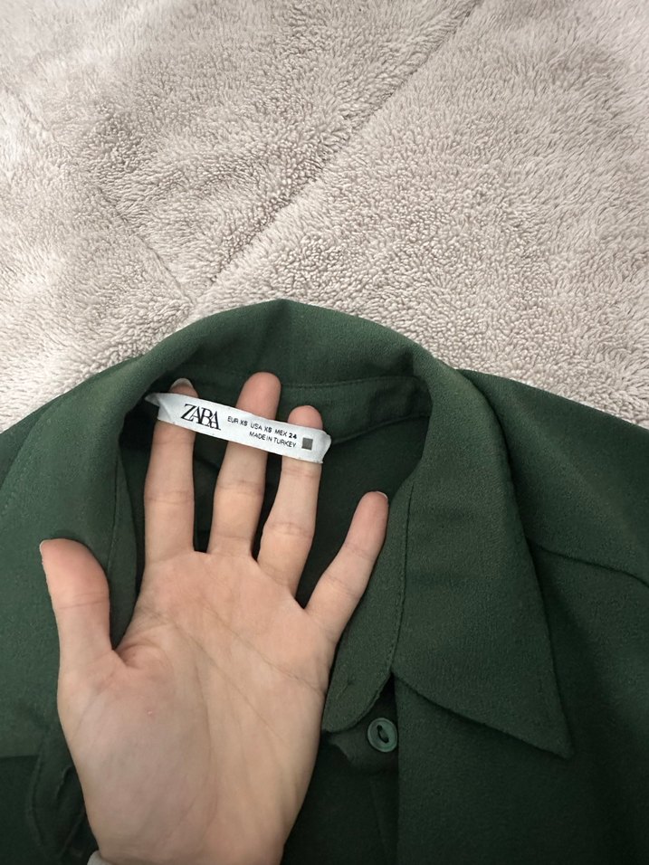 Kadın Yeşil Parlak Uzun Kollu Salaş Elbise - Görsel 3