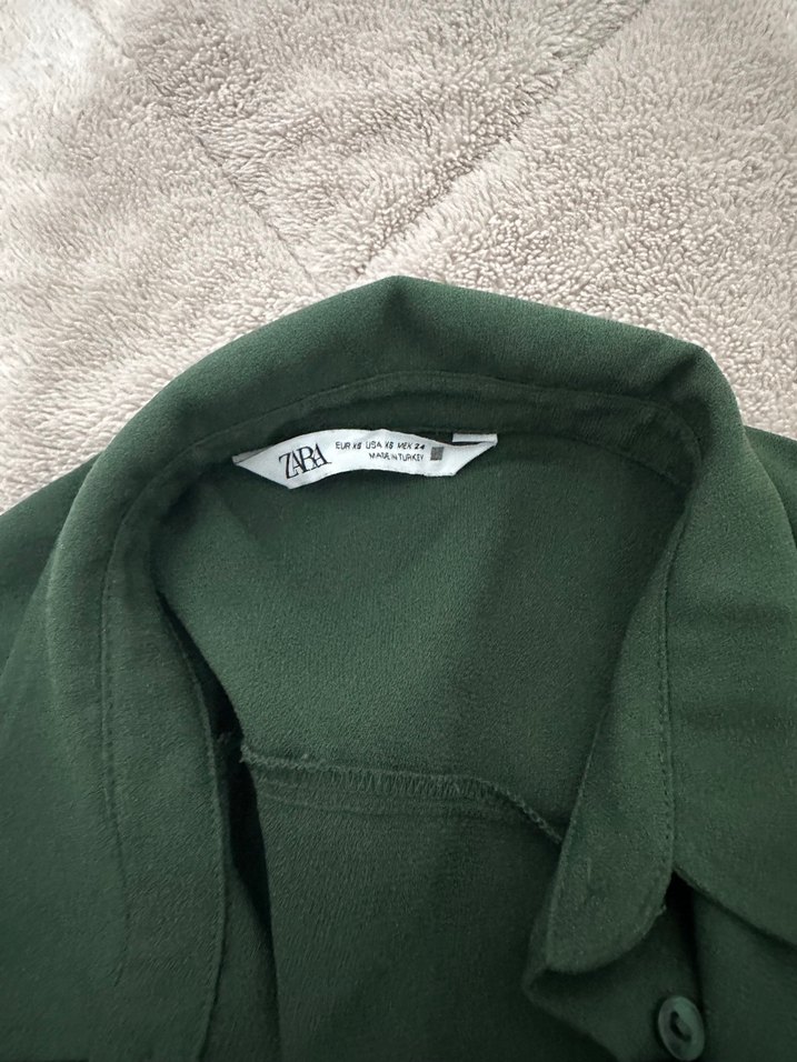 Kadın Yeşil Parlak Uzun Kollu Salaş Elbise - Görsel 2