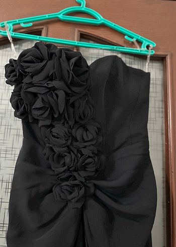 Siyah Straplez Uzun Kadın Gece Elbisesi - Görsel 6