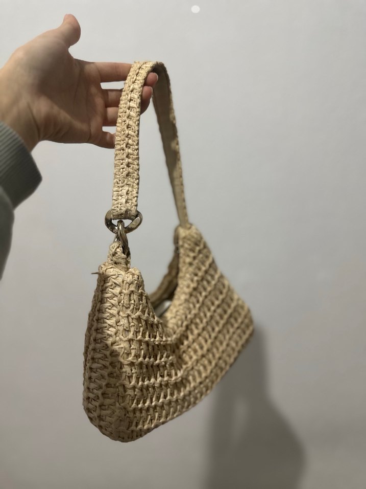 Bej hasır Bohem Kadın Çanta - Görsel 4