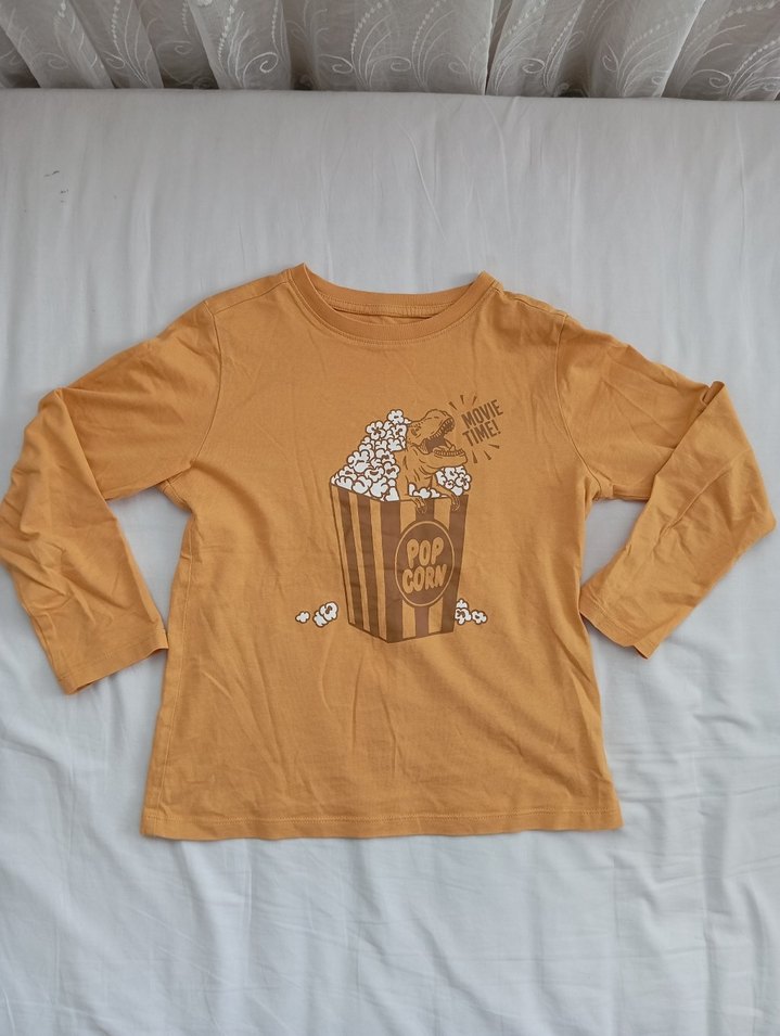 6-8 Yaş Hardal Baskılı Erkek Çocuk Body, Rahat & Şık - Görsel 2