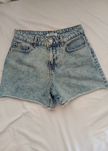 xs Beden mavi Renk Tok Kumaşlı Mavi Regular Jean Şort Vintage görünümlü DF Jeans