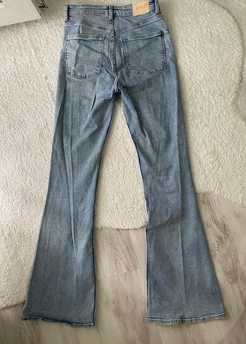 Bershka Mavi Bol Kesim Midi Kot Pantolon