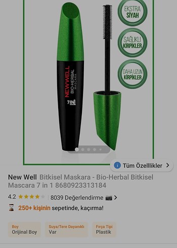New Well Bitkisel Siyah Maskara