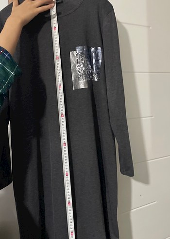 Gri Uzun Kollu Salaş Tunik - Görsel 5