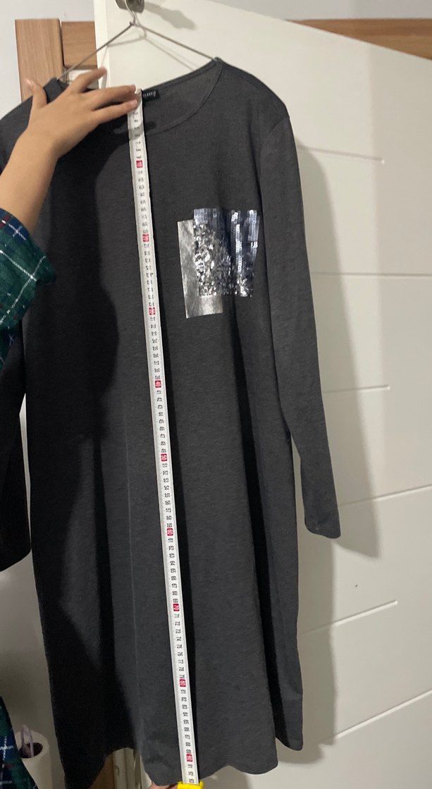 Gri Uzun Kollu Salaş Tunik - Görsel 5