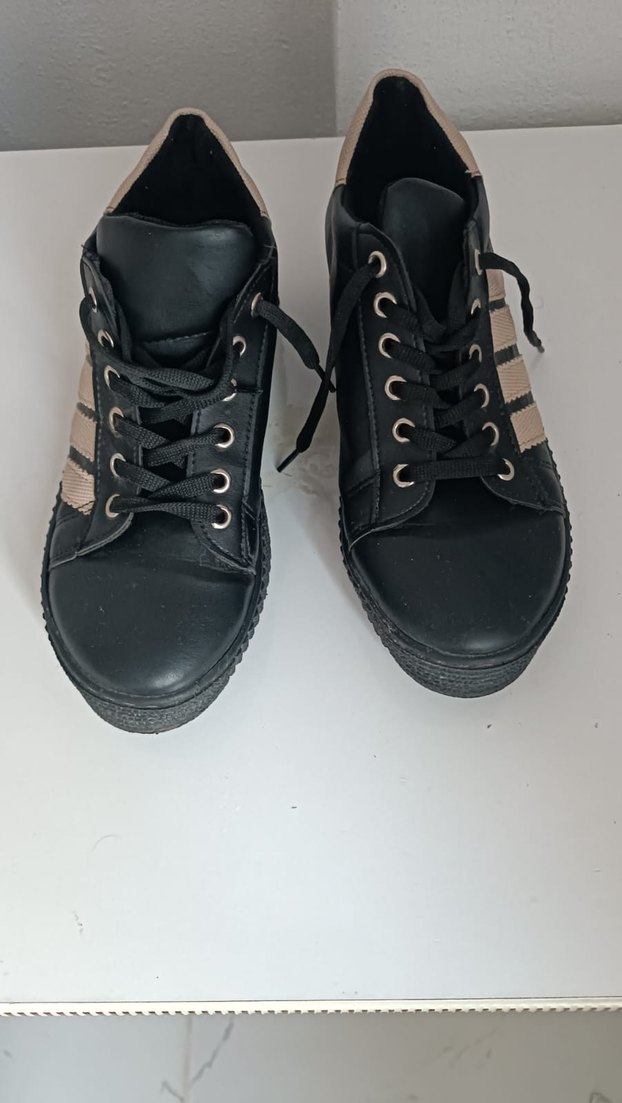 Siyah Bej çizgili kafın ayakkabı - Görsel 2