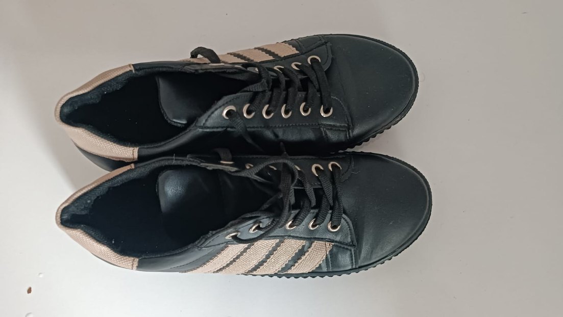 Siyah Bej çizgili kafın ayakkabı - Görsel 3