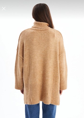 Bej Balıkçı Yaka Kadın Örgü Yün Kazak - Görsel 4
