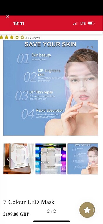  Beden Erthskin led maske