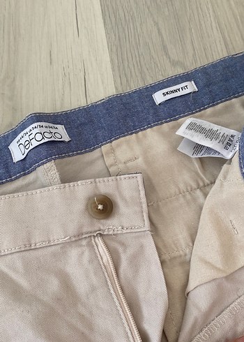 34 Beden camel Renk Bej Regular Fit Keten Erkek Pantolon