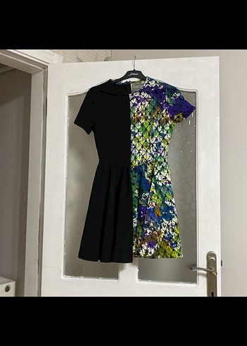 Collezione Kadın Mini Pilili Kısa Kollu Tie-Dye Elbise