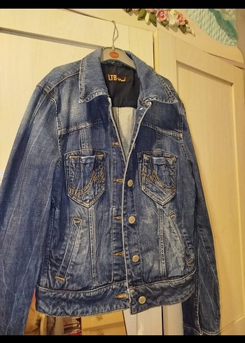 m Beden Düğmeli Mavi Kadın Denim Ceket