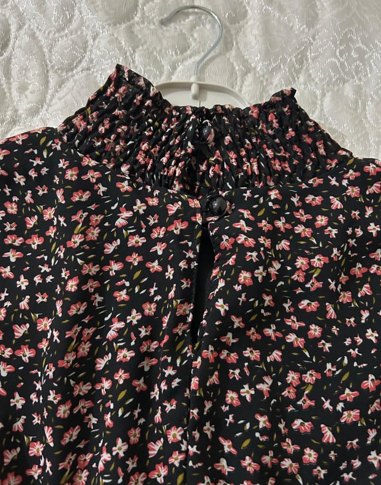 Uzun Kollu Pembe Çiçekli Bohem Elbise - Görsel 5