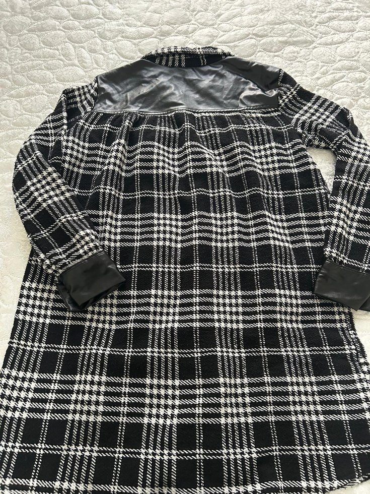 Düğmeli Siyah Ekose Uzun Kollu Oversize Gömlek - Görsel 2