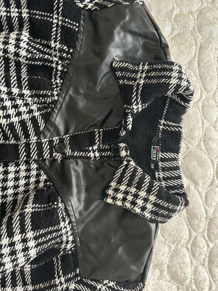 Düğmeli Siyah Ekose Uzun Kollu Oversize Gömlek - Görsel 3