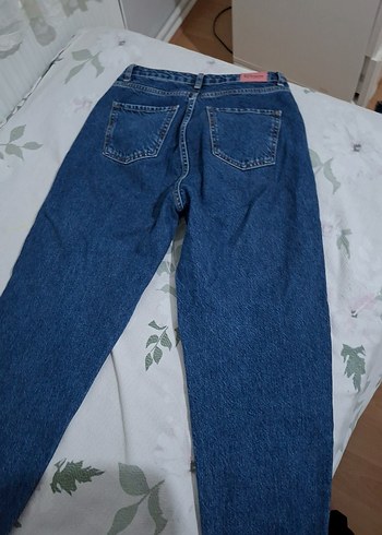 m Beden Düğmeli Mavi Denim Kadın Bol Kesim Jean