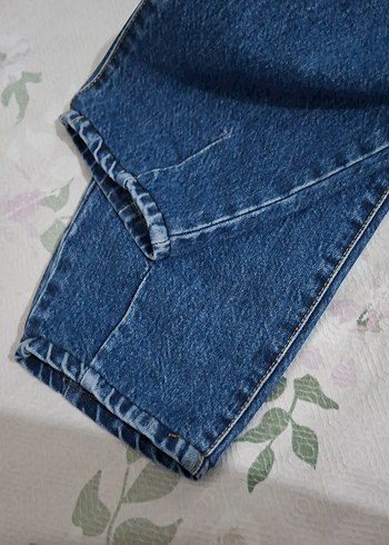 Diğer Düğmeli Mavi Denim Kadın Bol Kesim Jean