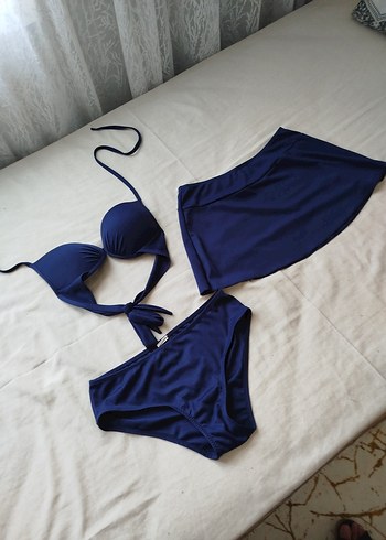 Koyu Mavi Strappy Bohem Bikini Set