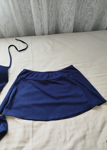 38 Beden mavi Renk Koyu Mavi Strappy Bohem Bikini Set