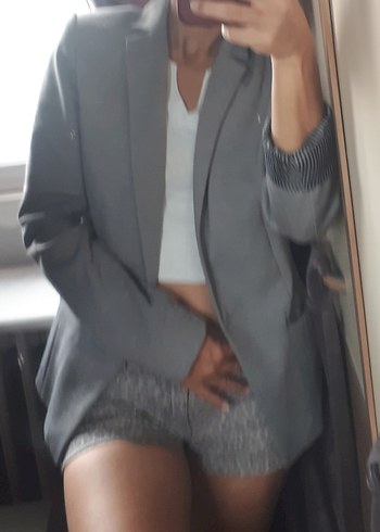 Gri Kadın Ceket, Normal Boy, Düğmeli