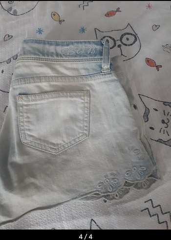 s Beden beyaz Renk LTB eskitme islemeli mini denim sort