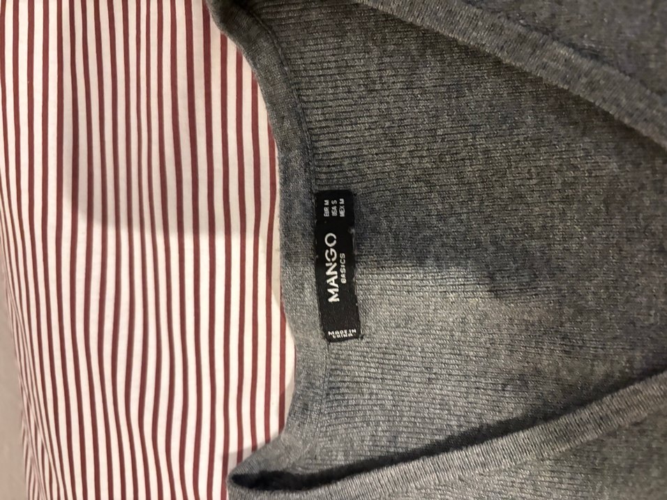 Gri V Yaka Uzun Kollu Triko Elbise mango - Görsel 2