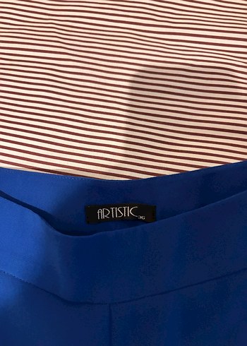 Mavi Pilili Midi Kadın Pantolon - Görsel 3