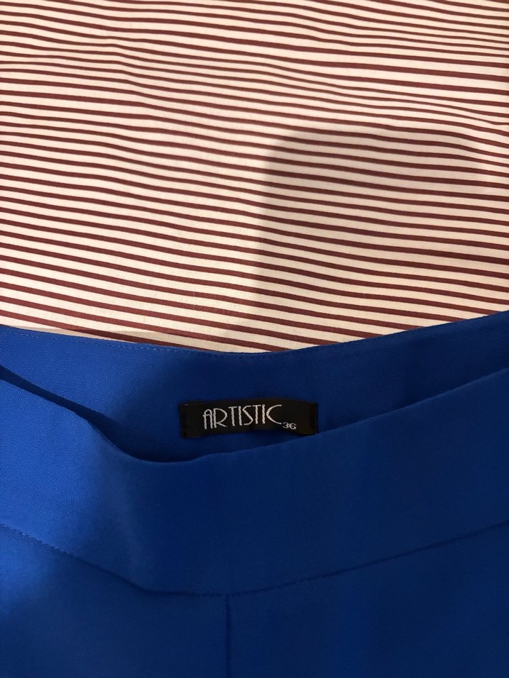 Mavi Pilili Midi Kadın Pantolon - Görsel 3