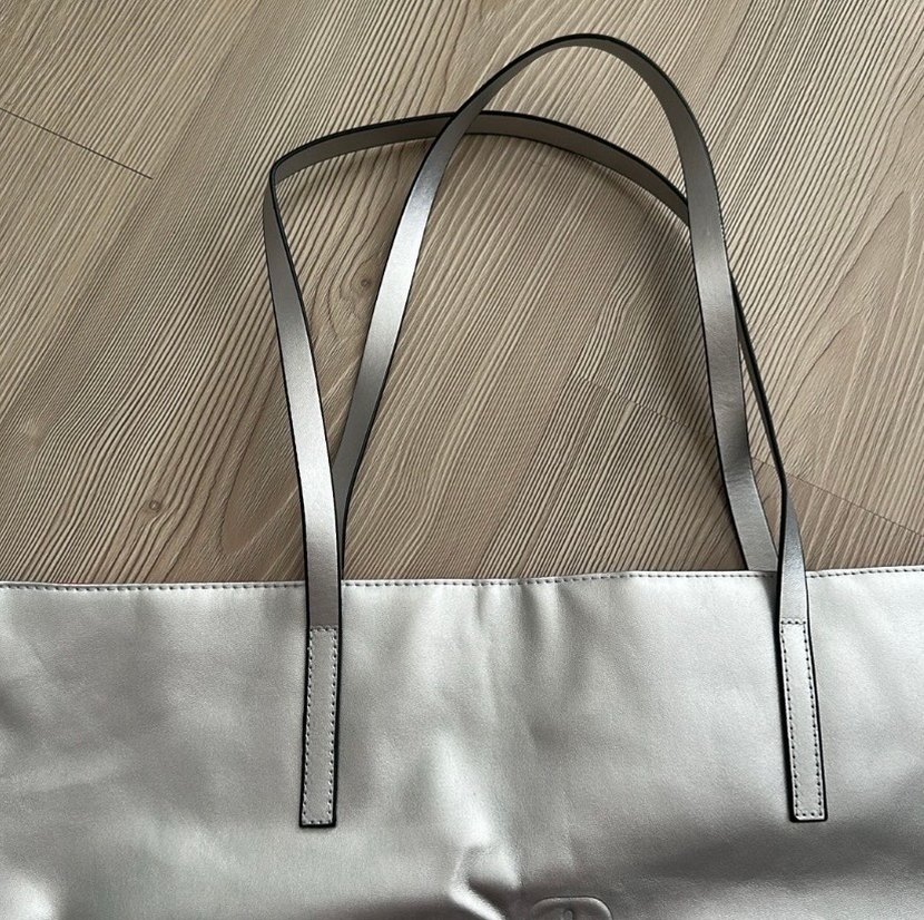 Gri Deri Kadın Çanta Fermuarlı - Görsel 3