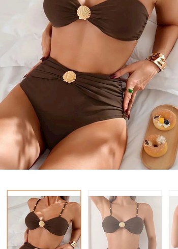 Kahverengi Mini Bikini Kemerli Bohem Tarz - Görsel 2
